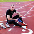 At the warmup track, spiking up for a speed session!
